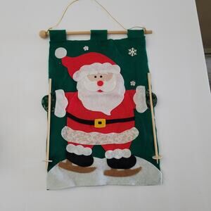 Festive Santa Skiing Flag - 14x10 Inches - Holiday Decor
